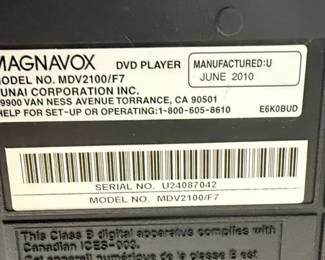 Magnavox MDV2100/F7 DVD Player with Remote