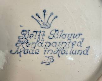 Delft Blauw Style Windmill Planter Pair