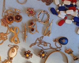 Vintage Costume Jewelry Assortment with Boxes and Clutch