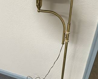 Mid-Century Modern Brass Swing Arm Floor Lamp