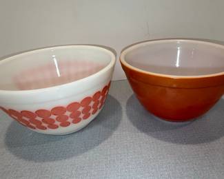 Pyrex Orange New Dots & White Polka Dot Mixing Bowls
