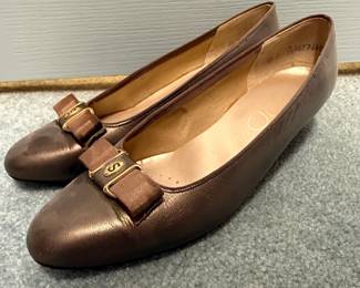 Jelly Comfortflex Metallic Brown Bow Pumps