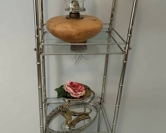 Hollywood Regency Faux Bamboo Etagere