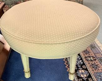 Neoclassical Style Upholstered Round Ottoman