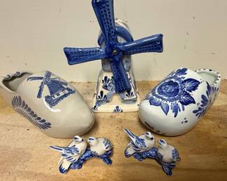 Delft Blue Style Ceramic Clog and Figurine Collection