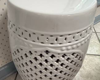 White Ceramic Lattice Garden Stool