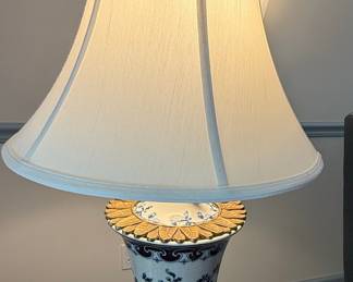 Blue and White Chinoiserie Porcelain Vase Lamp