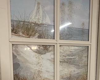Coastal Window Pane Triptych Wall Art