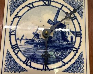Delft Style Tile Clock and Decor Set