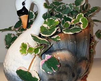 Mexican Ceramic Swan Planter