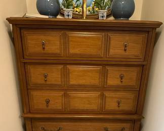 Bassett Furniture Solid Pecan Italian Mediterranean Style Double Dresser