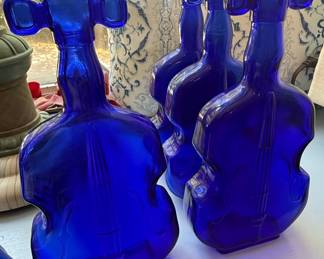Cobalt Blue Glassware - Beehive Vases & Violin Bottles