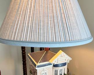 Victorian Style Ceramic House Canister Lamp