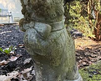Mossy Concrete Cat Garden Statue