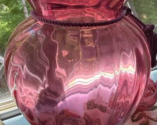 Pilgrim Glass Cranberry Vase Set with Ornament