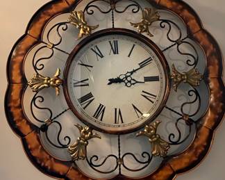Ornate Metal Wall Clock Set with Hunting Scene Clock