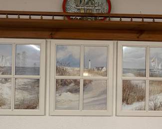 Coastal Window Pane Triptych Wall Art