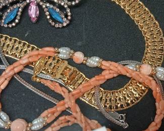 Vintage Costume Jewelry Assortment with Boxes and Clutch
