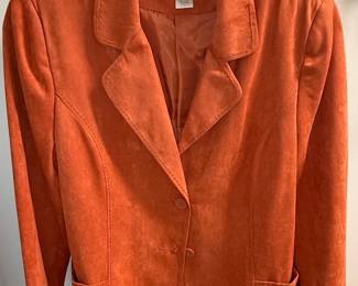 Studio Works Orange Faux Suede Blazer Style Jacket