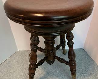 Victorian Style Piano Stool with Glass Claw Feet