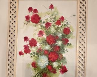 Floral Still Life Lattice Frame Wall Art