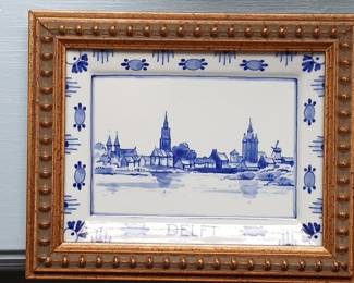 Delft Handpainted Lidded Jar and Framed Tile