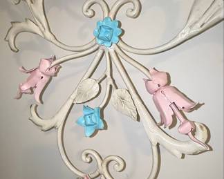 Vintage Floral Metal Wall Clock