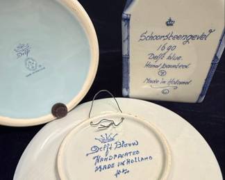 Norelco Delft Blue Oostpoort Plate & Windmill House Set