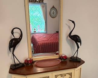 French Provincial Style Console Table and Mirror Set