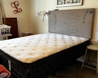 #066 Taupe Padded Queen Wall Mount headboard w/lights Mounted - 63x31 $100.00