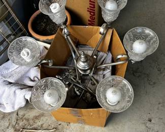 #108 6 LIGHT CHANDELER SILVER $30.00