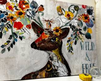 #087 Canvas Print Deer Wild and Free 31x24 $20.00