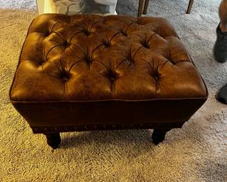 #007 Pleather Brown Button Top ottoman - 27x22x16 $40.00
