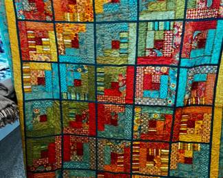 #063 Log Cabin Machine Made Quilt - machine pieced and Quilted - 60x72 $60.00