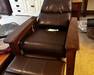 #006 Mid-Century Style Leather Recliner by Signature Design by Ashley w/Wood arms & Legs $250.00