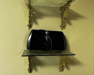 #061 Iron Decorative Shelves w/glass Top - 14x8x9 - Sold as a pair $40.00