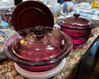 #099 Purple Glass 7 Pc Casserole Dishes $20.00