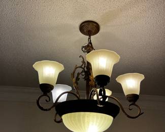 #092 Glass and Metal 6 Light Chandleer - You Remove $30.00