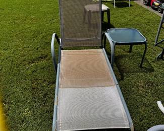 #075 Chaise Lounge w/ Square Glass Side Table $60.00