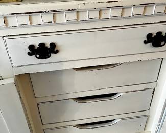 #020 Link Taylor Chest of 14 drawers & 2 Doors White Distressed - 74x20x34 $275.00