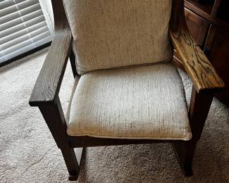 #008 Oak Rocking Chair w/cream Cushions $65.00