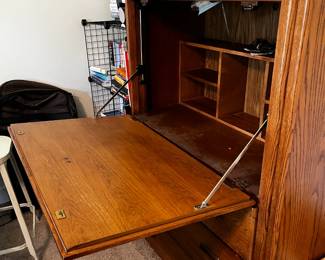 #071 Bassett Flip-down Desk Armoire - w/3 drawers & Cbbies - 36x17-39x52 $125.00