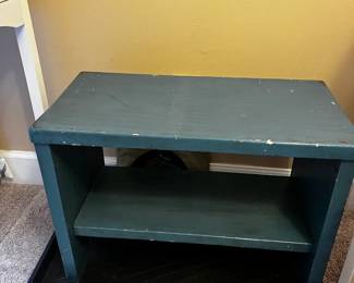 #003 Wood Blue Bookshelf w/1 shelf - 24x12x17 $25.00