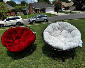 #048 Papasan Chair w/Red Cushion - 46" Across $100.00