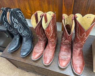 Men's Black Tony Lama Boots, 9/ Men's Brown Tony Lama Boots, 101/2