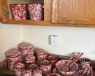 Mom's Splatterware Enamel Collection, Red with Black Rims