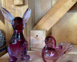 277 muranostyleglassrabbitandswanfigur
