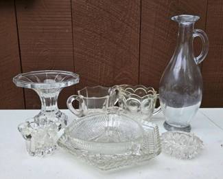 227 assortedvintagepressedglasstableware