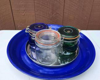 229 assortedglasscanisterswithcobaltblu