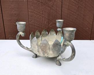 221 vintagethreearmmetalcandleholderin